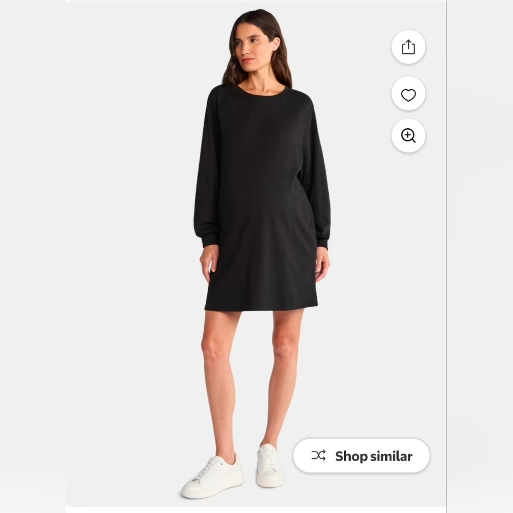 Time and Tru Black Long-Sleeve Sweater Dress- Medium